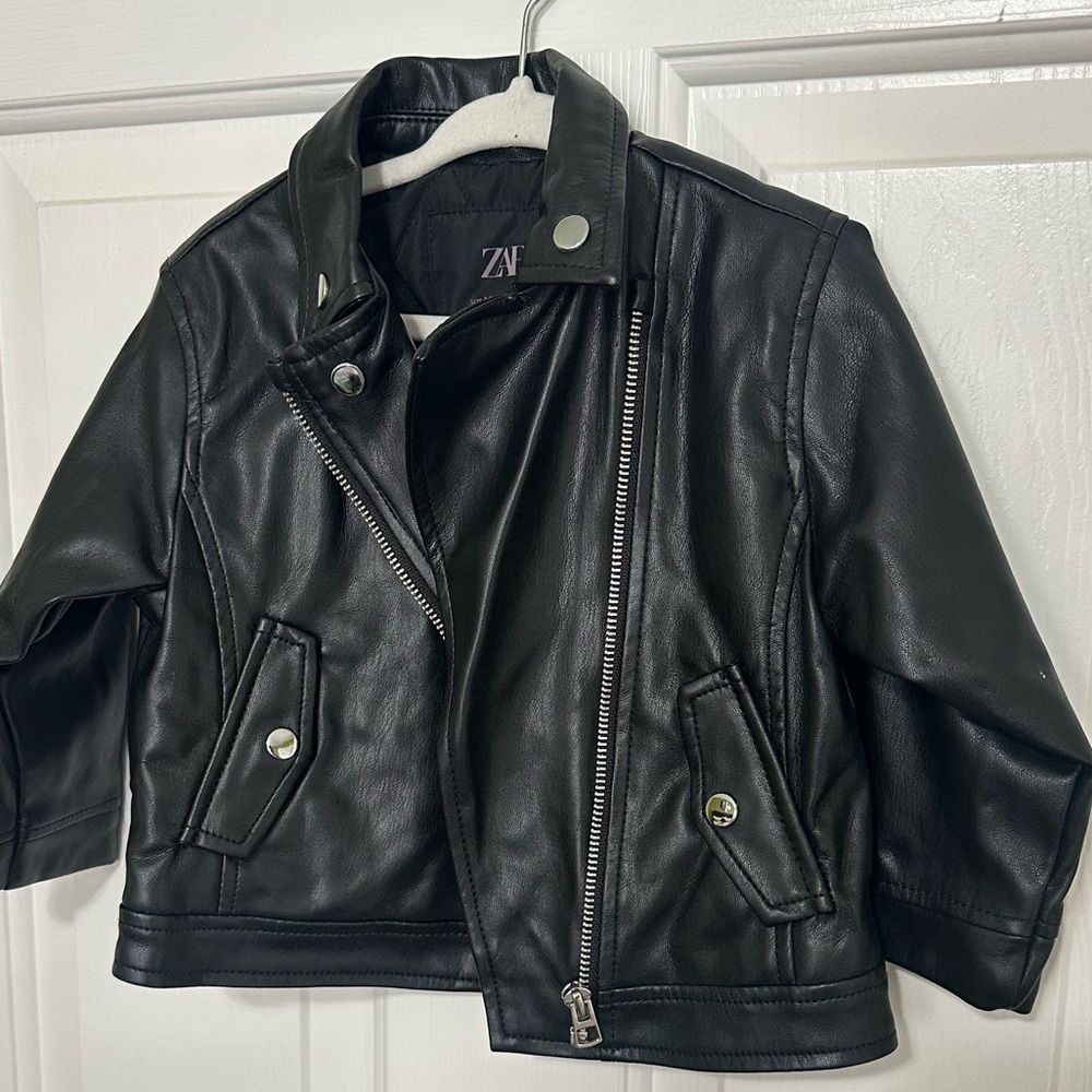 Zara Kids Black Leather Jacket